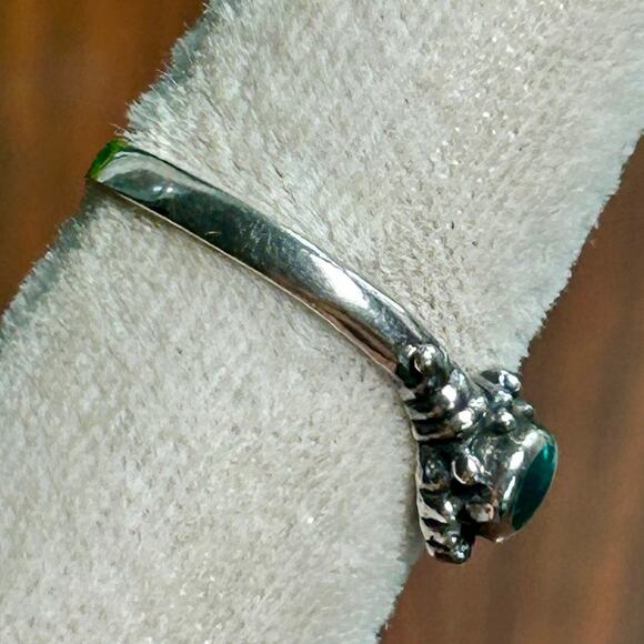 Vintage Sterling Silver Ring with Green Malachite Onyx Cabochon – Size 6.5 - Picture 4 of 9